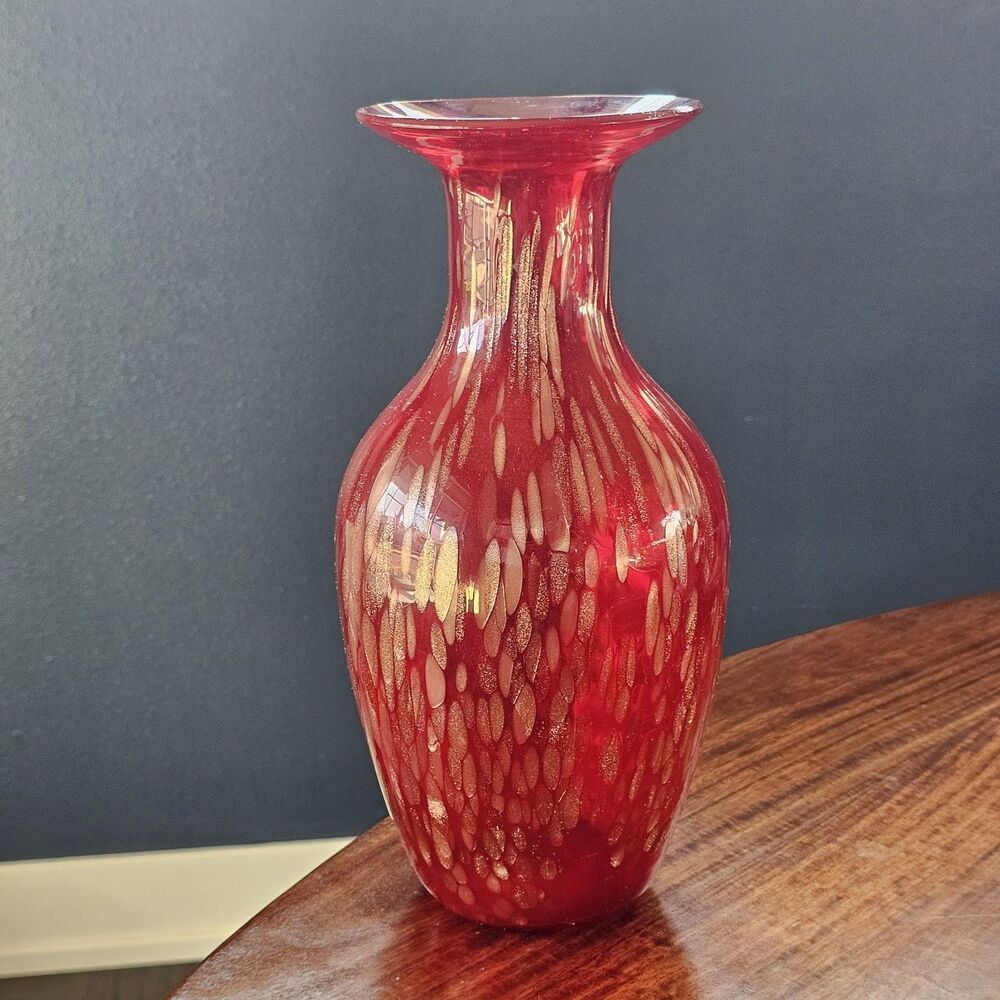 Vintage Murano Style Hand Blown Glass Vase 15"